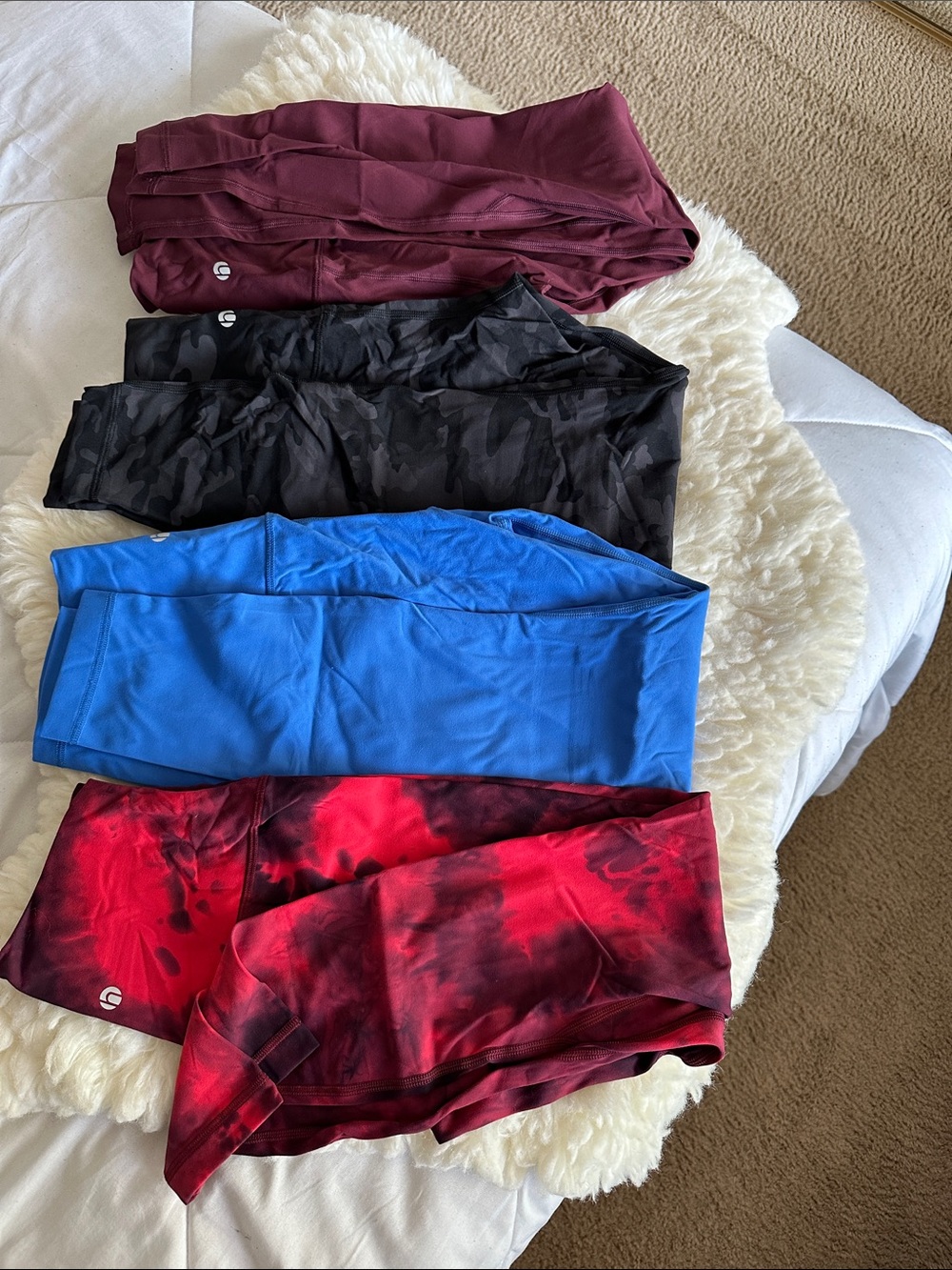 Women's Performance Leggings - Burgundy, Black Camo, Blue, Red Tie-Dye